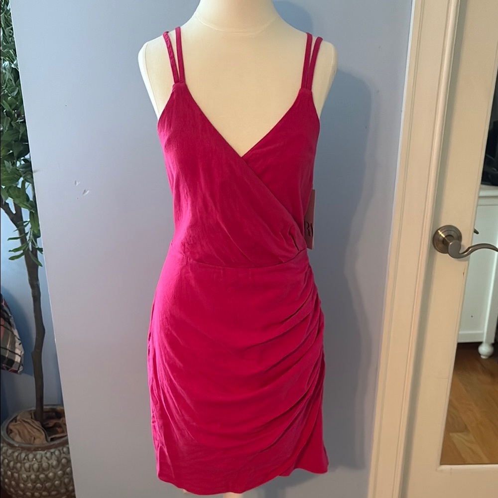 Zara Fuchsia Mini Wrap Dress NWT
